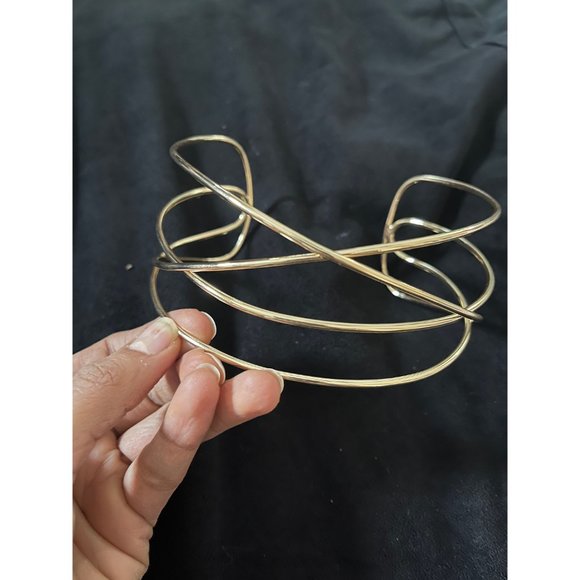 Chunky gold necklace cuff choker big statement oversized large metal statement - Picture 3 of 7